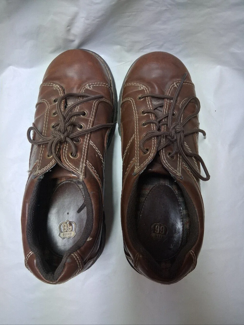 Route 66 Women's Vintagr Brown Leather Lace-Up Casual Slip-on. Sz 9 Preowned